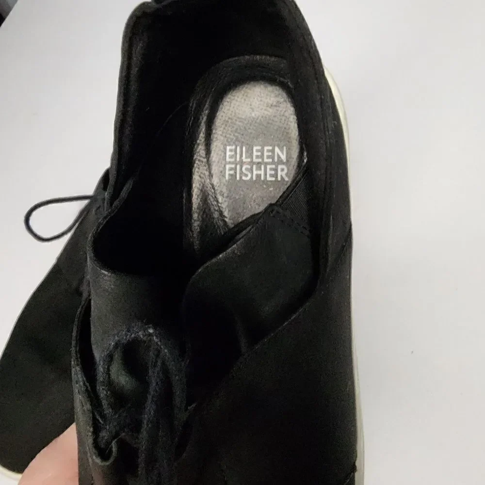 Eileen Fisher Women's Size 6.5 Kipling Tumbled Nubuck Sneakers Black